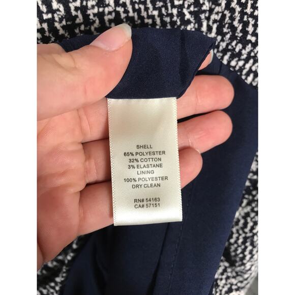 Eliza J NWT Navy Blue White Textured Dress Simple Cute Feminine Women's 14 Guest - Picture 8 of 11